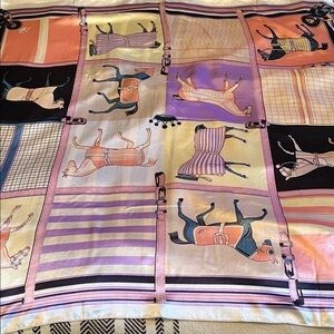 Horse Print Satin scarf - Pink & Purple